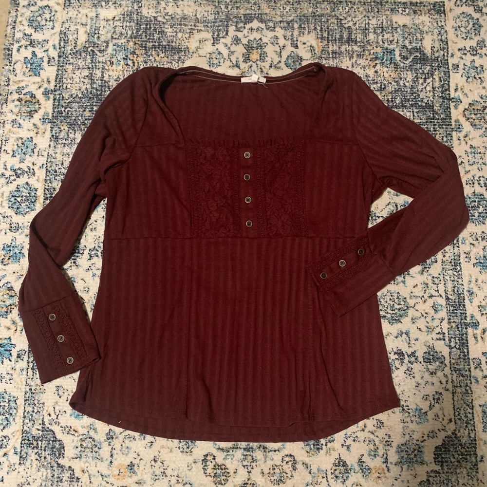 Ribbed Maurice's long sleeve square neck top